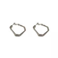Zinc Alloy Hoop Earring Polygon silver color plated fashion jewelry & for woman & hollow silver color nickel lead & cadmium free Sold By Pair
