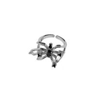 Ring Finger mosiądz, Pająk, Platerowane w kolorze srebra, biżuteria moda & regulowany & dla kobiety, srebro, bez zawartości niklu, ołowiu i kadmu, 17mm, sprzedane przez PC