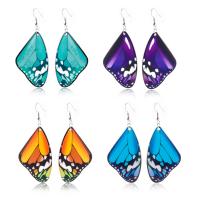 Tibetan Style Drop Earrings, 316L stainless steel earring hook, Butterfly, plated, for woman & enamel, more colors for choice, 31.50x72mm, 10Pairs/Lot, Sold By Lot