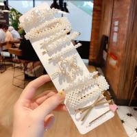 Zinc Alloy Hair Clip with Plastic & Plastic Pearl & for woman 60-80mm Sold By Set