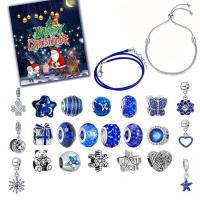 lega in zinco Set braccialetto fai-da--, placcato, Design natalizio & DIY & con strass, blu scuro, 200x175x13mm, Lunghezza Appross. 19.6 pollice, Venduto da set
