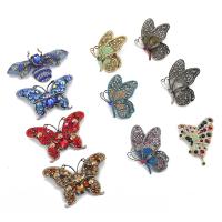 Rhinestone Brooch, Tibetan Style, Insect, plated, Unisex & with rhinestone, more colors for choice, nickel, lead & cadmium free, 50-100mm, 10PCs/Lot, Sold By Lot