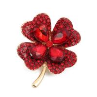Rhinestone Brooch Zinc Alloy with Plastic Pearl Four Leaf Clover plated Unisex & with rhinestone Sold By Lot