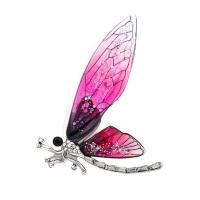 Rhinestone Brooch, Tibetan Style, with Resin Rhinestone, Dragonfly, hand drawing, for woman & with rhinestone, more colors for choice, 46x62mm, Sold By PC