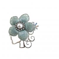 Zinc Alloy Brooches with Plastic Pearl Flower for woman & with rhinestone Sold By PC