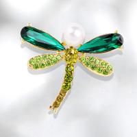 Strass Broche, Zinc Alloy, Dragonfly, gold plated, kan worden gebruikt als broche of hanger & voor vrouw & met strass, meer kleuren voor de keuze, 33x30mm, Verkocht door PC