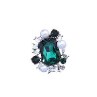 Rhinestone Brooch Zinc Alloy with Plastic Pearl Square for woman & with rhinestone Sold By PC