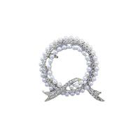 Plástico Broche Perla, aleación de zinc, con Perlas plásticas, chapado, para mujer & con diamantes de imitación & hueco, más colores para la opción, 45mm, Vendido por UD