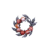 Fashion Brooch Jewelry Zinc Alloy with Green Agate & Red Agate plated for woman & with rhinestone & hollow Sold By PC