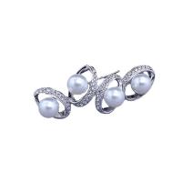 Plastic Pearl Brooch Zinc Alloy with Plastic Pearl plated for woman & enamel Sold By PC