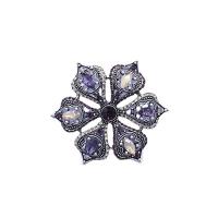 Rhinestone Brooch, Tibetan Style, with Crystal, Flower, antique silver color plated, for woman & with rhinestone & hollow, more colors for choice, 50x50mm, Sold By PC