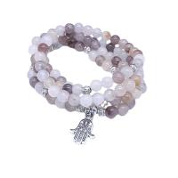 Natural Prehnite Wrap Bracelet with zinc alloy bead polished Unisex light purple 6mm Sold Per Approx 25.51 Inch Strand