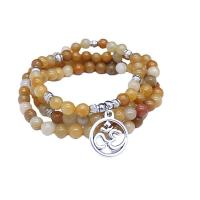 Gemstone Bracelets Pale Brown Jade with zinc alloy bead polished Unisex yellow 6mm Sold Per Approx 25.51 Inch Strand