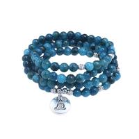 apatiter Wrap Bracelet, med zink legering pärla, polerad, Unisex & olika stilar för val, blå, 6mm, 108PC/Strand, Såld Per Ca 25.51 inch Strand
