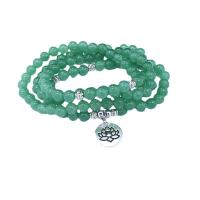 Grøn aventurin Wrap Bracelet, med zink legering perle, poleret, Unisex & forskellige stilarter for valg, grøn, 6mm, 108pc'er/Strand, Solgt Per Ca. 25.51 inch Strand