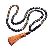 Fashion Fringe Necklace Tiger Eye with Polyester & Black Agate polished Unisex two different colored Sold By PC