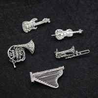 Tibetan Style Brooches, Musical Instrument, plated, different styles for choice & for woman & with rhinestone, 40mm, Sold By PC
