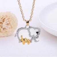 Zinc Alloy Jewelry Necklace with 1.97inch extender chain Elephant silver color plated fashion jewelry & for woman & with rhinestone & hollow nickel lead & cadmium free Length Approx 19.69 Inch Sold By PC