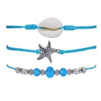 Zinc Alloy Bracelet with Shell & Crystal three pieces & Unisex blue nickel lead & cadmium free Length Approx 16-24 cm Sold By Set