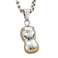 Титановые стали ожерелье, титан, Гиппопотам, ювелирные изделия моды & Мужская, оригинальный цвет, 25x11mm, длина:Приблизительно 23.62 дюймовый, продается PC