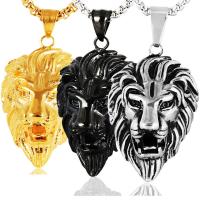 Stainless Steel Jewelry Necklace, 316L Stainless Steel, Lion, polished, fashion jewelry & Unisex, more colors for choice, 45x30mm, Length:Approx 23.62 Inch, Sold By PC