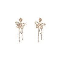 Zinc Alloy Drop Earrings with Plastic Pearl Butterfly fashion jewelry & for woman & with rhinestone golden nickel lead & cadmium free Sold By Pair