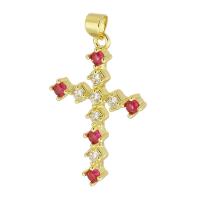 Cubic Zirconia Micro Pave Brass Pendant Cross gold color plated fashion jewelry & DIY & micro pave cubic zirconia & for woman multi-colored Approx 3.5mm Sold By Lot