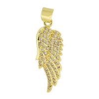 Cubic Zirconia Micro Pave Brass Pendant, gold color plated, fashion jewelry & DIY & micro pave cubic zirconia & for woman, golden, 9x25x3mm, Hole:Approx 3mm, 10PCs/Lot, Sold By Lot