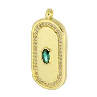 Cubique Pendentif en laiton zircon pavent, Placage de couleur d'or, bijoux de mode & DIY & pavé de micro zircon & pour femme, doré, 13x28x2mm, Trou:Environ 2mm, 10PC/lot, Vendu par lot