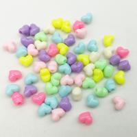 Perles acrylique de couleur unie, coeur, DIY, couleurs mélangées, 10x10mm, Environ 100PC/sac, Vendu par sac