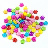Solid Color Akril gyöngyök, Virág, DIY, kevert színek, 8mm, Kb 100PC-k/Bag, Által értékesített Bag