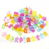 Alphabet Acrylic Beads, DIY, mixed colors, 10-15mm, Approx 100PCs/Bag, Sold By Bag