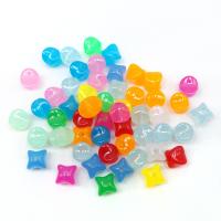 Jelly Style Akryl perler, du kan DIY, blandede farver, 10x10x9mm, Ca. 100pc'er/Bag, Solgt af Bag