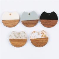 Wood Pendants, with Resin, epoxy gel, Unisex, more colors for choice, 25x23mm, Approx 10PCs/Bag, Sold By Bag