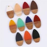 Wood Pendants, with Resin, Teardrop, epoxy gel, Unisex, more colors for choice, 16x31mm, Approx 10PCs/Bag, Sold By Bag