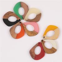 Wood Pendants, with Resin, Teardrop, epoxy gel, Unisex & hollow, more colors for choice, 28x32mm, Approx 10PCs/Bag, Sold By Bag