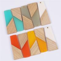 Wood Pendants, with Resin, Trapezium, epoxy gel, Unisex, more colors for choice, 19x49mm, Approx 10PCs/Bag, Sold By Bag