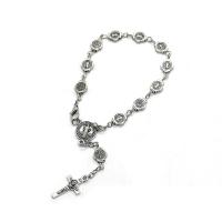 alliage de zinc Bracelet de perles de prière, croix, Placage de couleur argentée, unisexe, argent, protéger l'environnement, sans nickel, plomb et cadmium, 8mm, Vendu par PC