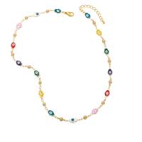 Evil Eye Jewelry Bracelet Brass with 2 extender chain gold color plated & for woman & enamel mixed colors nickel lead & cadmium free Length 15.9 Inch Sold By PC