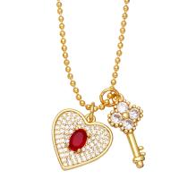 Cubic Zircon Micro Pave Brass Necklace gold color plated micro pave cubic zirconia & for woman nickel lead & cadmium free Length 16.9 Inch Sold By PC