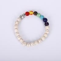 Gemstone Bracelets with Zinc Alloy Elephant silver color plated & Unisex 8mm Length 7.5 Inch Sold By PC