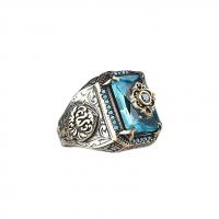 Zinc Alloy Finger Ring antique silver color plated & for man & with cubic zirconia nickel lead & cadmium free Sold By PC