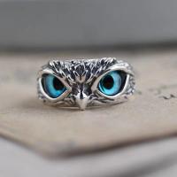 Resin Finger Ring, Tibetan Style, with Resin, Owl, antique silver color plated, different size for choice & for man, nickel, lead & cadmium free, Sold By PC