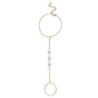 Gotisk armbånd ring, 304 rustfrit stål, med Plastic Pearl, med 1.97inch extender kæde, mode smykker & for kvinde, flere farver til valg, Solgt af PC