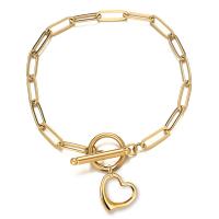 Stainless Steel Jewelry Bracelet, 304 Stainless Steel, Heart, fashion jewelry & different length for choice & for woman, more colors for choice, 4mm,16mm, Sold By PC