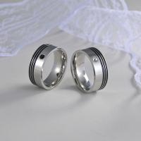 Titanium Steel Finger Ring fashion jewelry & Unisex & with cubic zirconia Sold By PC