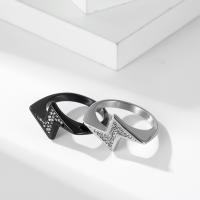 Titanium Steel Finger Ring Lightning Symbol polished fashion jewelry & Unisex & with rhinestone 10mm Sold By PC