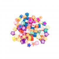 Perles en argile polymère, argile de polymère, étoile, Impression, DIY, plus de couleurs à choisir, 10x5mm, 100PC/sac, Vendu par sac