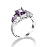 Cubic Zirconia Micro Pave Brass Ring platinum color plated & for woman & with cubic zirconia fuchsia nickel lead & cadmium free Sold By PC