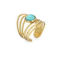 Stainless Steel Finger Ring, 304 Stainless Steel, with turquoise, fashion jewelry & for woman, more colors for choice, Sold By PC